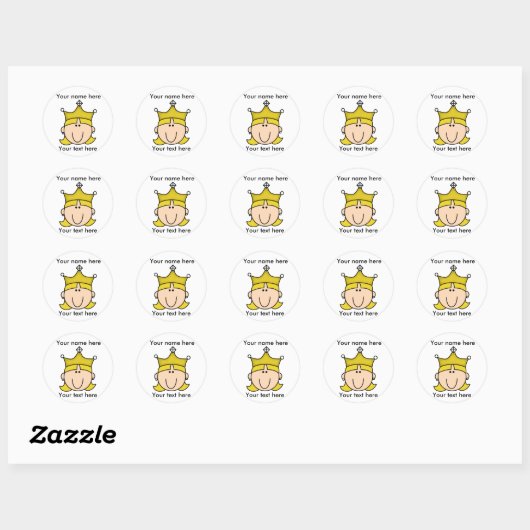 STICKER ROND PRINCESS BLOND CUSTOMISÉ (Feuille)