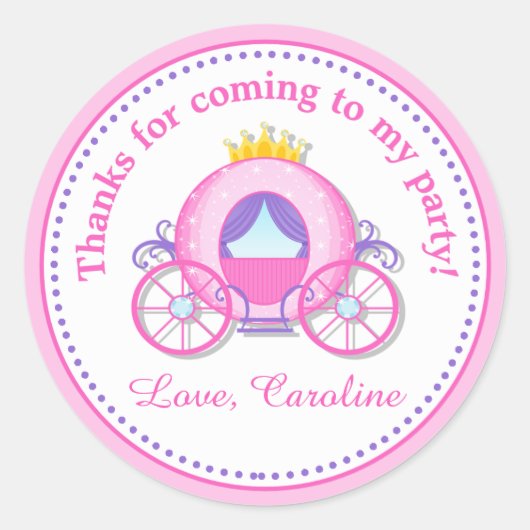 Sticker Rond Princess Carriage Anniversaire Fête Favoriser Bali (Devant)
