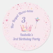 Sticker Rond Princess Crown 3rd Birthday Royal Threeness (Devant)