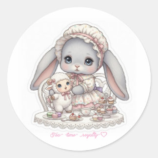 Sticker Rond Princess Lolita Bunny - Pink & White Afternoon Tea