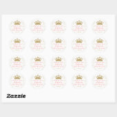 Sticker Rond Princess Party Pink Gold Merci Favoriser (Feuille)