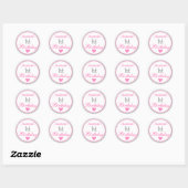 Sticker Rond Princess Pink & Silver Parties scintillant 1er ann (Feuille)