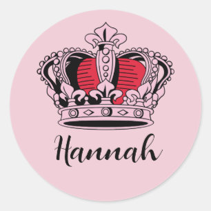 Sticker Rond Princess Queen Crown personnalisable