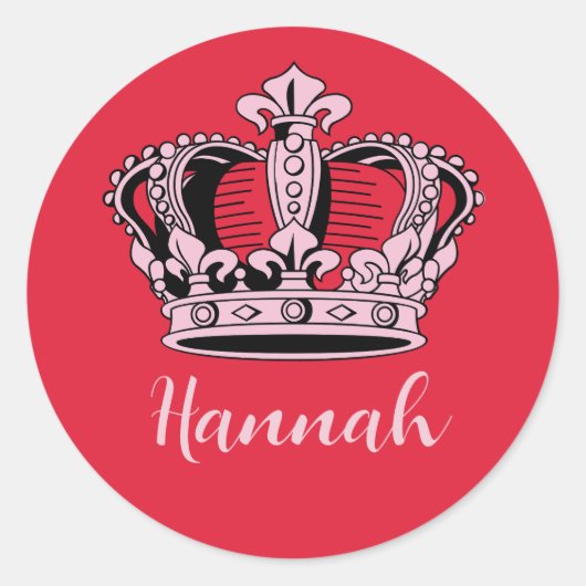 Sticker Rond Princess Queen Crown personnalisable (Devant)