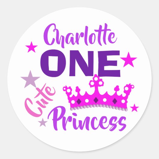 Sticker Rond Princesse 1er Anniversaire Filles mignonnes Person (Devant)