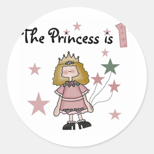 Sticker Rond Princesse 1er Anniversaire Tshirts et cadeaux (Devant)