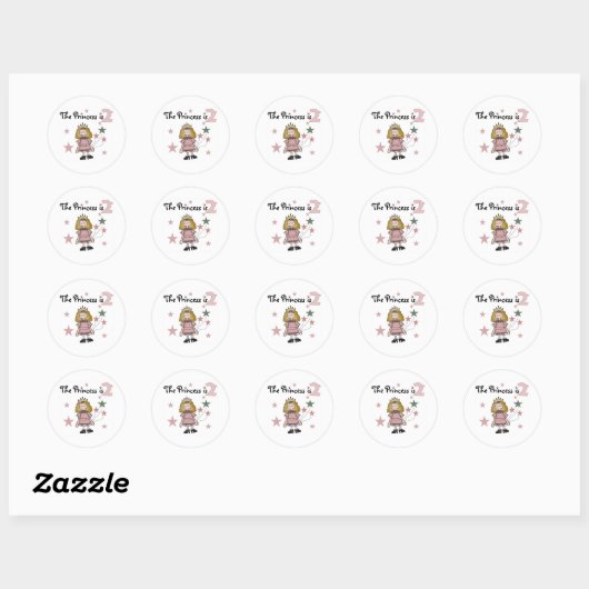 Sticker Rond Princesse 2e anniversaire (Feuille)