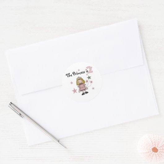 Sticker Rond Princesse 2e anniversaire (Enveloppe)