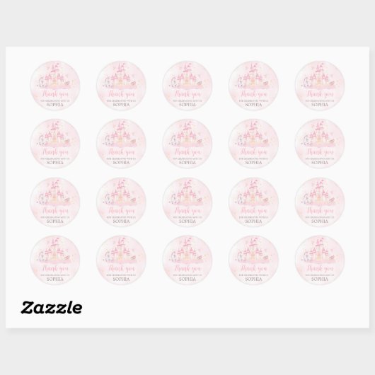 Sticker Rond Princesse 4e fête d'anniversaire (Feuille)