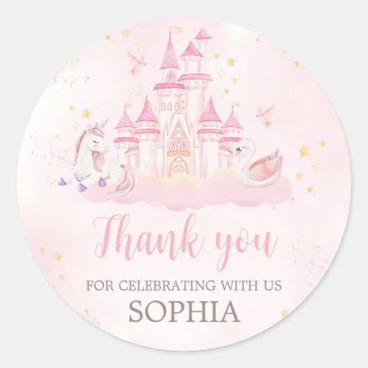 Sticker Rond Princesse 4e fête d'anniversaire (Devant)