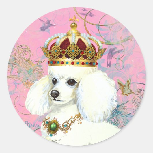 Sticker Rond Princesse aux canicules blanches avec colibris (Devant)