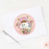 Sticker Rond Princesse aux canicules blanches en rose (Enveloppe)