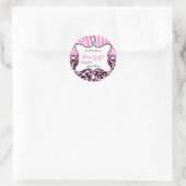 Sticker Rond Princesse Baby shower fille léopard rose Zebra (Sac)