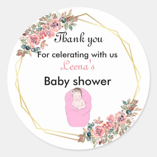 Sticker Rond Princesse Baby shower merci (Devant)