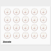 Sticker Rond Princesse Baby shower rose et or (Feuille)
