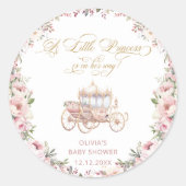Sticker Rond Princesse Baby shower rose et or (Devant)