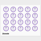 Sticker Rond Princesse Couronne Merci pourpre Favoriser (Feuille)