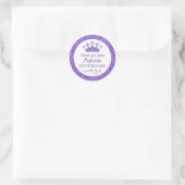 Sticker Rond Princesse Couronne Merci pourpre Favoriser (Sac)