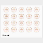 Sticker Rond Princesse Couronne rose florale Fille Anniversaire (Feuille)