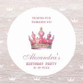 Sticker Rond Princesse Couronne rose Merci d'anniversaire