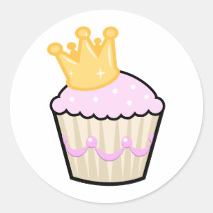 Sticker Rond Princesse Cupcake