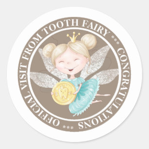 Sticker Rond princesse de fées de dents tenant le texte du cerc