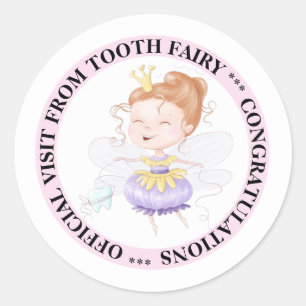 Sticker Rond princesse de fées des dents visite officielle mign