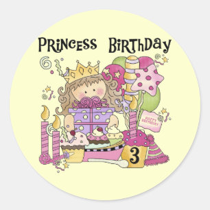 Sticker Rond Princesse de fête 3e anniversaire Tshirts et cadea
