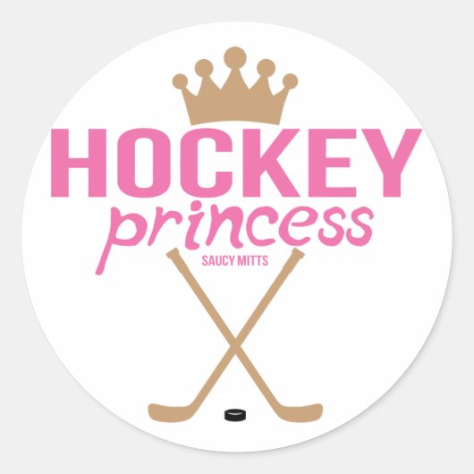 Sticker Rond Princesse de hockey rose (Devant)