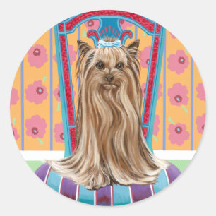 Sticker Rond Princesse de la Couronne Yorkie