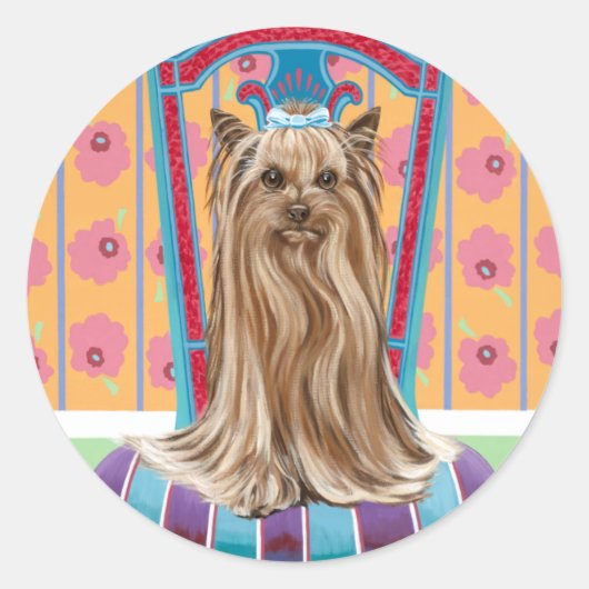 Sticker Rond Princesse de la Couronne Yorkie (Devant)