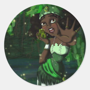Sticker Rond Princesse de la grenouille