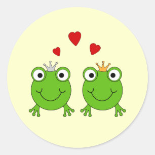 Sticker Rond Princesse de la grenouille et Prince de la grenoui