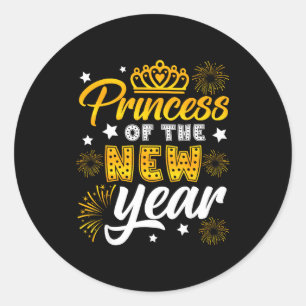 Sticker Rond Princesse de la nouvelle année 2026 Nouvel An Feu