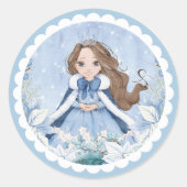 Sticker Rond Princesse d'hiver de neige (Devant)