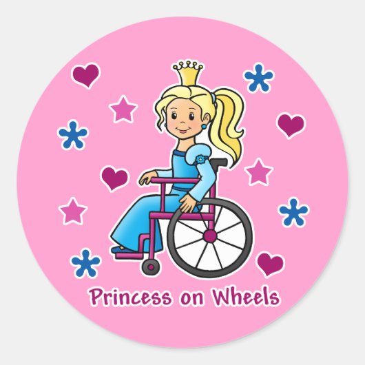 Sticker Rond Princesse en fauteuil roulant (Devant)
