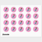 Sticker Rond Princesse en fauteuil roulant (Feuille)