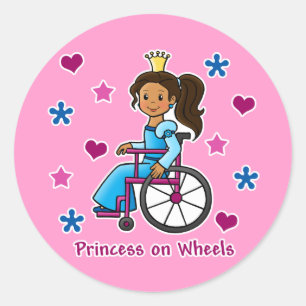 Sticker Rond Princesse en fauteuil roulant