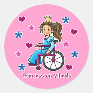 Sticker Rond Princesse en fauteuil roulant