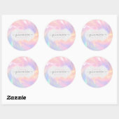 Sticker Rond Princesse holographique rose Nom Date Quinceañera (Feuille)