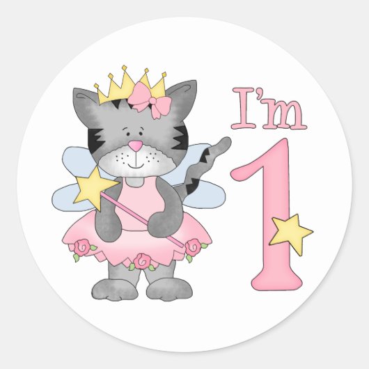 Sticker Rond Princesse Kitty 1er anniversaire (Devant)