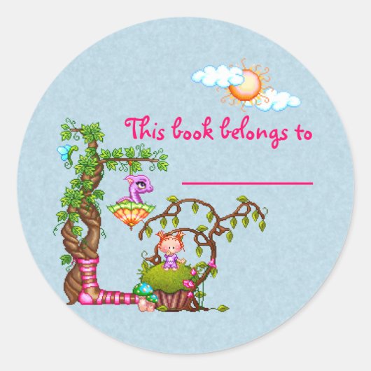 Sticker Rond Princesse Muffin & Amis Pixel Art (Devant)