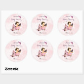 Sticker Rond Princesse Papillon Bébé Fille Rose (Feuille)