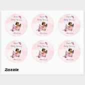 Sticker Rond Princesse Papillon Bébé Fille Rose Classique Rond (Feuille)