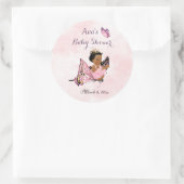Sticker Rond Princesse Papillon Bébé Fille Rose Classique Rond (Sac)