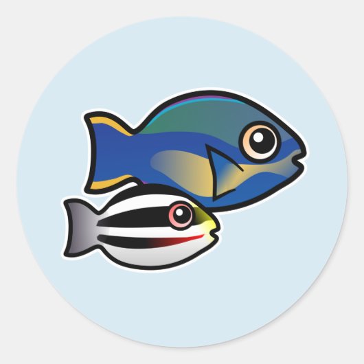 Sticker Rond Princesse Parrotfish avec bébé (Devant)