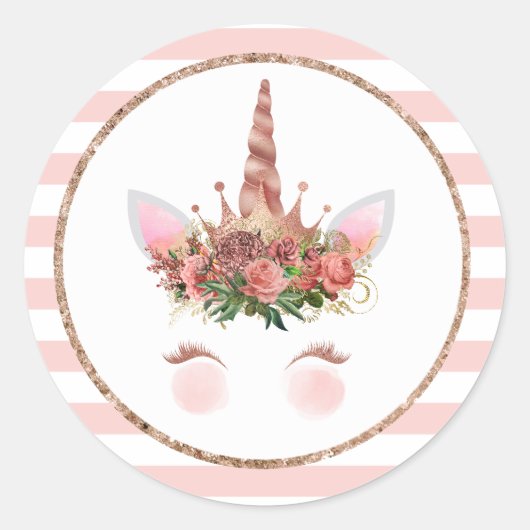 Sticker Rond Princesse rose d'Unicorne (Devant)