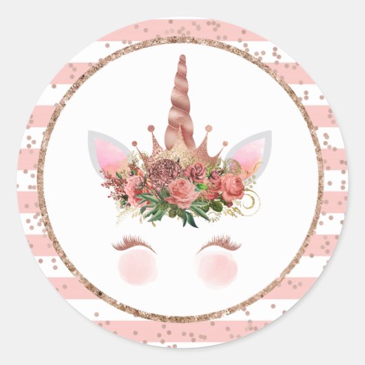 Sticker Rond Princesse rose d'Unicorne (Devant)
