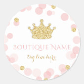 Sticker Rond Princesse Rose et Or Paillettes de Strass (Devant)