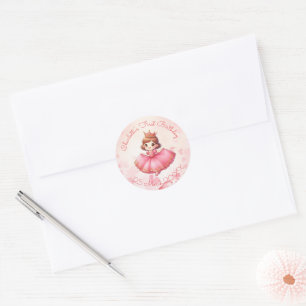 Sticker Rond Princesse rose personnalisable